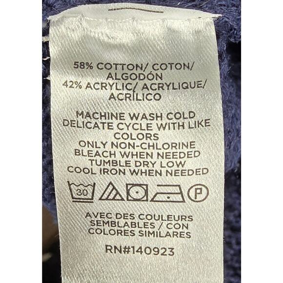 LOFT WOMEN'S NAVY BLUE KNIT BUTTON CARDIGAN – SIZE XS – COTTON BLEND – TEXTURED - Picture 8 of 13